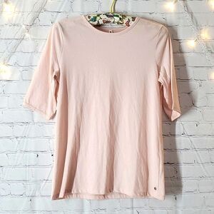 NWOT Fabletics Peach Pink Quarter Sleeve Oversized Lightweight Top Size Small